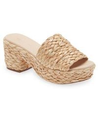Chocolat Blu - Raffia Platform Slide Sandal - Lyst