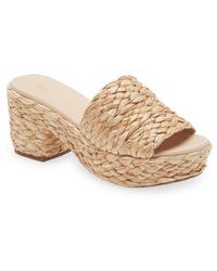 Chocolat Blu - Raffia Platform Slide Sandal - Lyst