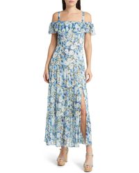 PAIGE - Carmelia Floral Cold Shoulder Silk Maxi Dress - Lyst