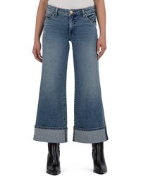 Kut From The Kloth - Meg Cuffed Mid Rise Wide Leg Jeans - Lyst