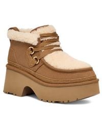 UGG - Classic New Heights Genuine Shearling Lace-Up Bootie - Lyst