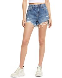 Hidden Jeans - High Waist Distressed Cutoff Denim Shorts - Lyst