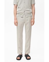 Mango - Slim Fit Flat Front Linen Pants - Lyst