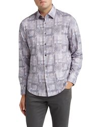 Bugatchi - James Ooohcotton® Abstract Print Stretch Cotton Button-up Shirt - Lyst