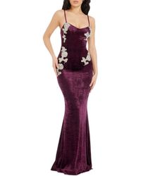 Dress the Population - Velvet Crystal-Detail Mermaid Evening Gown - Lyst