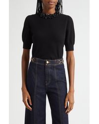 Ulla Johnson - Crystal Collar Short Sleeve Cashmere Sweater - Lyst