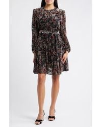Julia Jordan - Burnout Velvet Floral Long Sleeve Fit & Flare Dress - Lyst