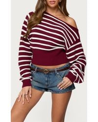 Edikted - Mika Stripe Oversize Off The Shoulder Sweater - Lyst