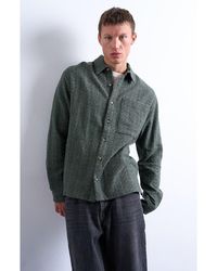 TOPMAN - Marl Textured Cotton Button-Up Shirt - Lyst