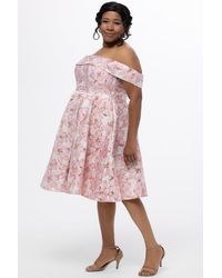 Celebrations by Sydneys Closet - Off-The-Shoulder Brocaade Plus Size Party Dress - Lyst