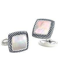 Link Up - Mother Of Pearl Soft Square Antiqued Frame Cufflinks - Lyst