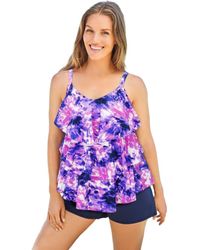Swim 365 - Longer-Length Tiered-Ruffle Tankini Top - Lyst