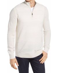 Bugatchi - Stripe Merino Wool Blend Quarter Zip Pullover - Lyst