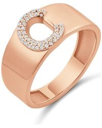 SHYMI - Pavé Signet Initial Ring - Lyst