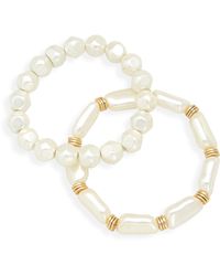 Nordstrom - Set Of 2 Imitation Pearl Stretch Bracelets - Lyst