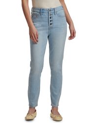 7 For All Mankind - High Waist Exposed Button Fly Skinny Jeans - Lyst