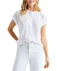 Splendid - Channing Embroidered Stripe Cotton Button-up Shirt - Lyst