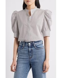 FRAME - The Shirred Puff Sleeve Stripe Organic Cotton Top - Lyst