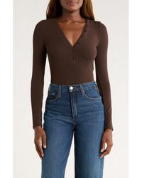 FRAME - The Mesh Trim Rib Henley - Lyst