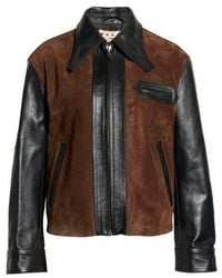 Marni - Two-Tone Leather Zip Jacket - Lyst