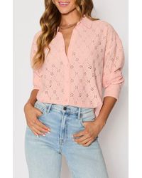 Vici Collection - Amber Eyelet Crepe Button-Up Shirt - Lyst