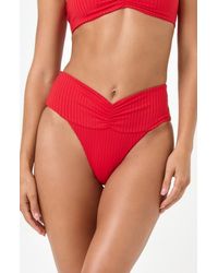 LSPACE - Bardot Ruched Rib Bikini Bottoms - Lyst