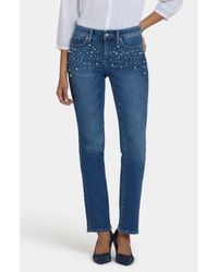NYDJ - Marilyn Embellished Straight Leg Jeans - Lyst
