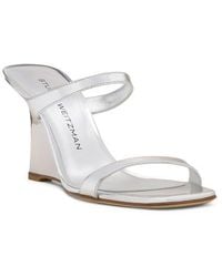 Stuart Weitzman - Vinnie 85 Patent Leather Wedge Slide Sandal - Lyst