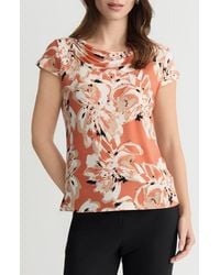 Kasper - Floral Cowl Neck Top - Lyst