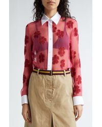 Dries Van Noten - Floral Embroidered Sheer Button-up Shirt - Lyst