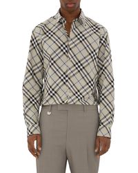 Burberry - Check Long Sleeve Cotton Poplin Button-up Shirt - Lyst