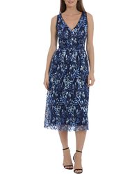Maggy London - Woodland Sequin Embroidered Sleeveless Midi Dress - Lyst