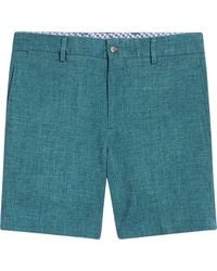Berle - Solid Linen Look Flat Front Cotton Shorts - Lyst