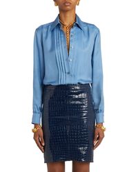 Tom Ford - Pleated Twill Button-up Shirt - Lyst