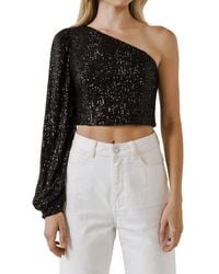 Endless Rose - Sequined One-Shoulder Crop Top - Lyst