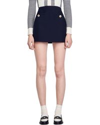 Sandro - Aless High Waist Wool Blend Miniskirt - Lyst