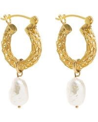 freya rose - Baroque Pearl Woven Hoop Earrings - Lyst