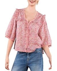 Billy T - Happy Allie Floral Cotton Blend Button-Up Shirt - Lyst