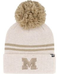 '47 - Michigan Wolverines Core & Inline Latte Cuffed Knit Hat With Pom - Lyst