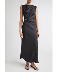 Loulou de Saison - Roan Draped Sleeveless Silk Dress - Lyst