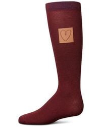 Memoi - Girl's Cork Heart Patch Tab Knee High Socks - Lyst