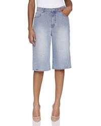 Avec Les Filles - High Waist Wide Leg Denim Bermuda Shorts - Lyst