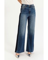 DAZE - Far Out High Waist Raw Hem Wide Leg Jeans - Lyst