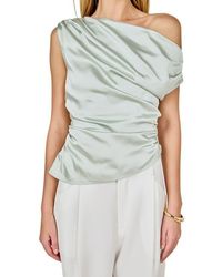 Endless Rose - One-Shoulder Ruched Satin Top - Lyst