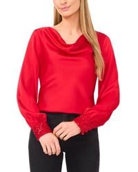 Cece - Cowl Neck Sequin Cuff Charmeuse Top - Lyst