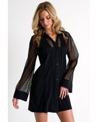 Shan - Grid Mesh Beach Shirt-Dress - Lyst