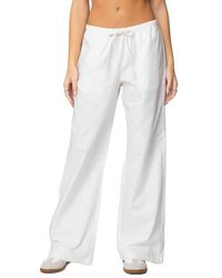 Edikted - Alexa Low Rise Drawstring Linen Blend Pants - Lyst