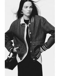 H&M - Denim Baseball Jacket - Lyst