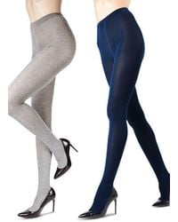 Memoi - Assorted 2-Pack Flat Knit Tights - Lyst