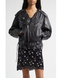 R13 - Belted Leather Moto Jacket - Lyst